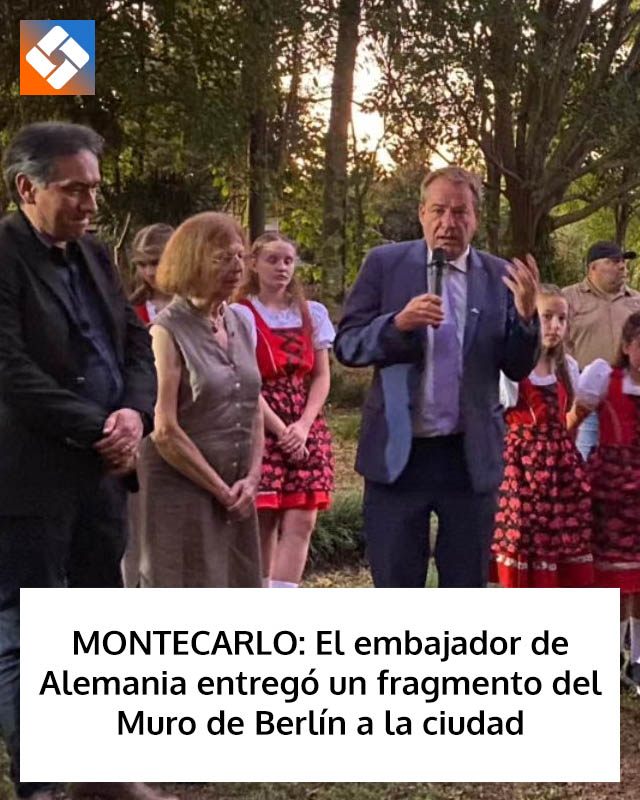 MONTECARLO: El embajador de Alemania entregó un fragmento del Muro de Berlín a la ciudad