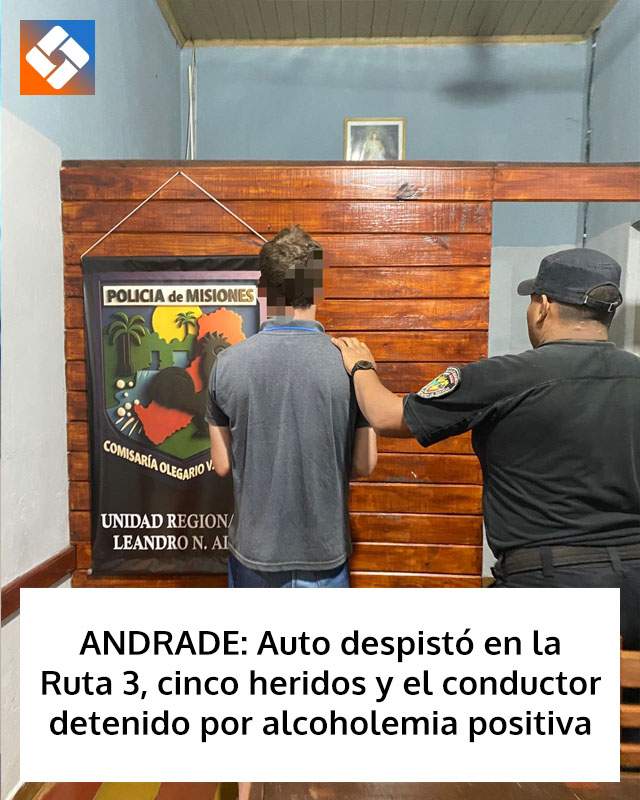 ANDRADE: Auto despistó en la Ruta 3, cinco heridos y el conductor detenido por alcoholemia positiva