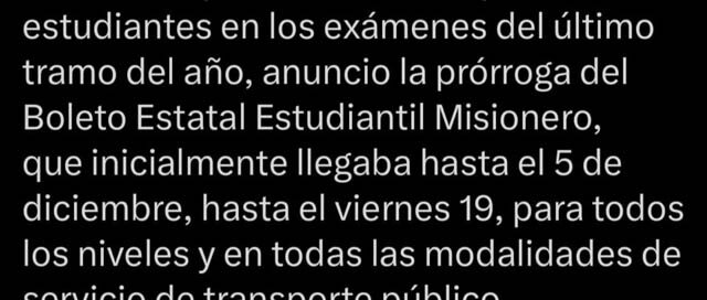 Extienden el Boleto Estudiantil Misionero hasta el 19 de diciembre