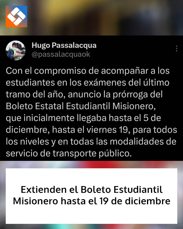 Extienden el Boleto Estudiantil Misionero hasta el 19 de diciembre