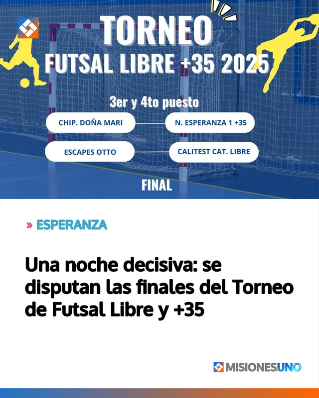 Una noche decisiva: se disputan las finales del Torneo de Futsal Libre y +35
