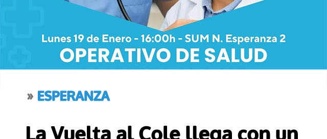 La Vuelta al Cole llega con un operativo integral de salud para niños y familias