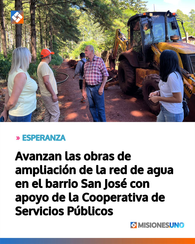 ESPERANZA: Avanzan las obras de ampliación de la red de agua en el barrio San José con apoyo de la Cooperativa de Servicios Públicos