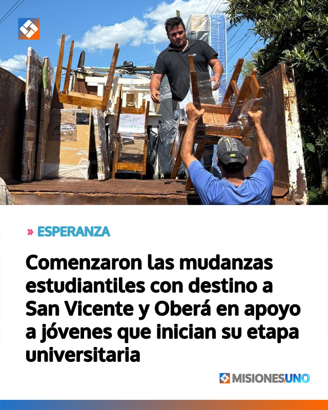 Comenzaron las mudanzas estudiantiles con destino a San Vicente y Oberá en apoyo a jóvenes que inician su etapa universitaria