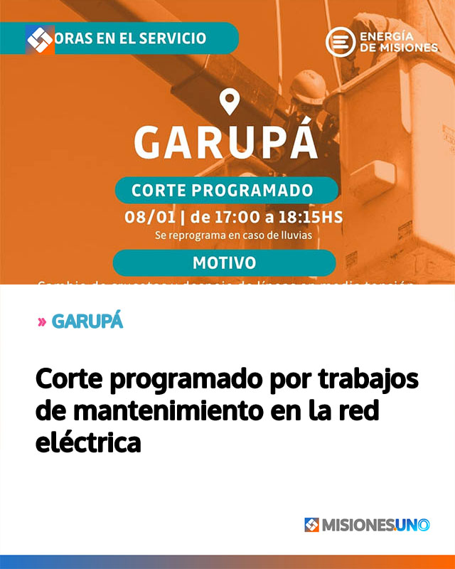Corte programado por trabajos de mantenimiento en la red eléctrica