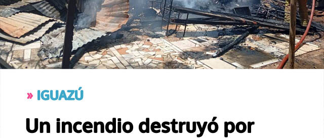 Un incendio destruyó por completo una vivienda y dejó daños en otra