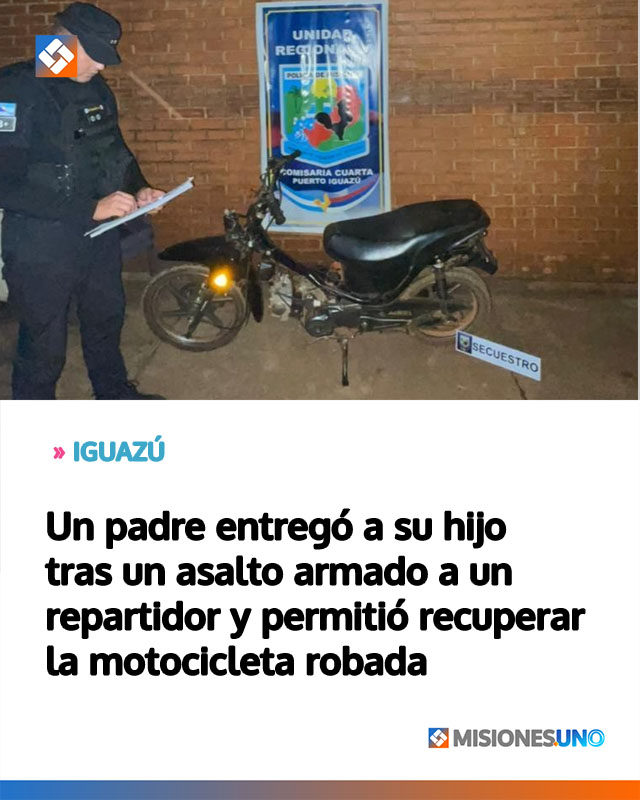 Un padre entregó a su hijo tras un asalto armado a un repartidor y permitió recuperar la motocicleta robada