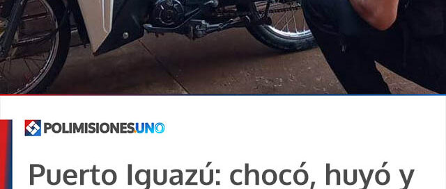 Puerto Iguazú: chocó, huyó y abandonó una motocicleta robada en el lugar